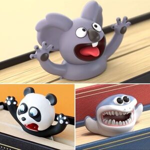 *3* Funny Smashed Animals Bookmark - Koala - Panda & Shark ￼